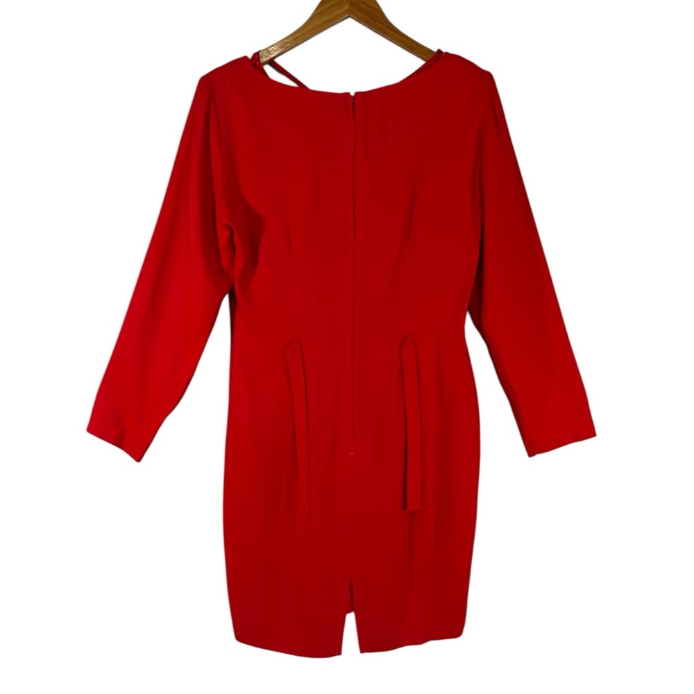 Vintage Fredericks of Hollywood Red Long Sleeve Mini Dress with Tie Back 9-10 - Picture 5 of 6